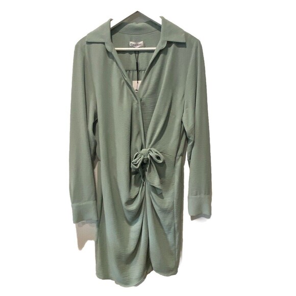 NWT Calvin Klein Wrap Mini Dress Womens Medium Icy Color V-Neck Long Sleeve Sz M - Picture 4 of 10